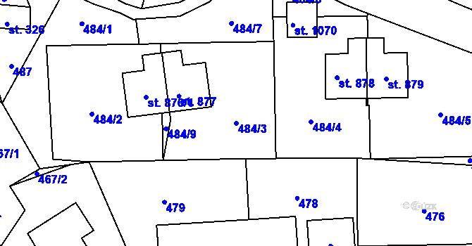 Parcela st. 484/3 v KÚ Chrastava I, Katastrální mapa