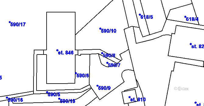 Parcela st. 590/8 v KÚ Chrastava I, Katastrální mapa
