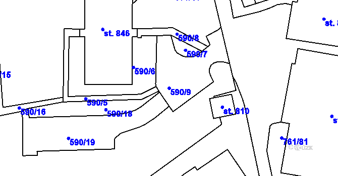 Parcela st. 590/9 v KÚ Chrastava I, Katastrální mapa