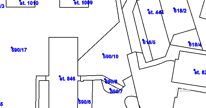 Parcela st. 590/10 v KÚ Chrastava I, Katastrální mapa