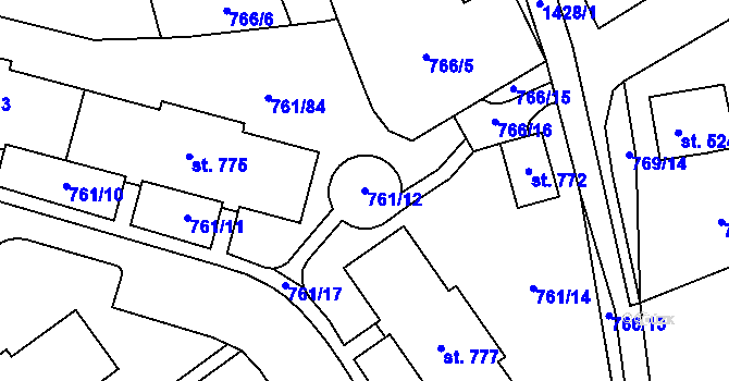 Parcela st. 761/12 v KÚ Chrastava I, Katastrální mapa