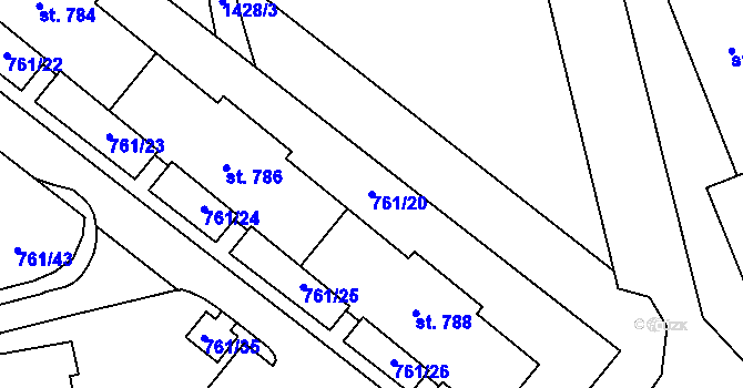Parcela st. 761/20 v KÚ Chrastava I, Katastrální mapa