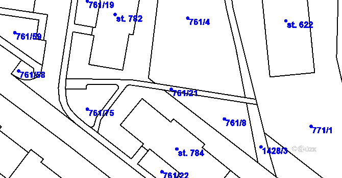 Parcela st. 761/21 v KÚ Chrastava I, Katastrální mapa