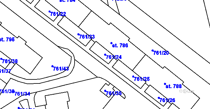 Parcela st. 761/24 v KÚ Chrastava I, Katastrální mapa