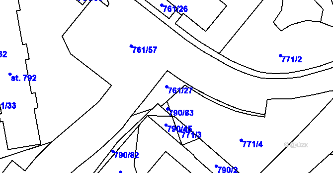 Parcela st. 761/27 v KÚ Chrastava I, Katastrální mapa
