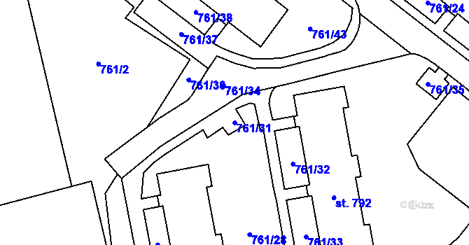 Parcela st. 761/31 v KÚ Chrastava I, Katastrální mapa