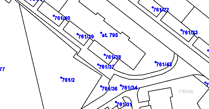 Parcela st. 761/38 v KÚ Chrastava I, Katastrální mapa