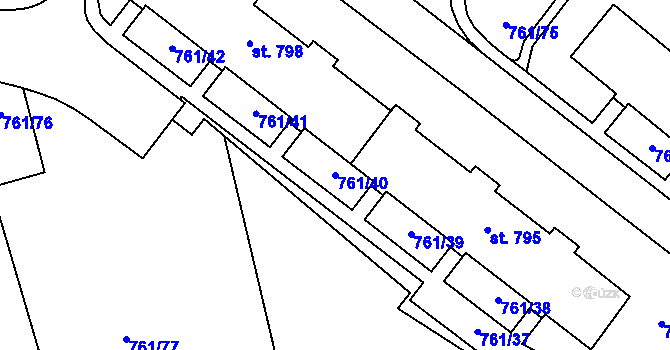 Parcela st. 761/40 v KÚ Chrastava I, Katastrální mapa