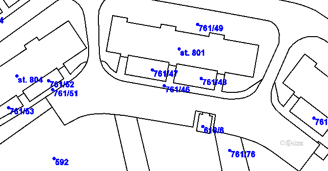 Parcela st. 761/46 v KÚ Chrastava I, Katastrální mapa