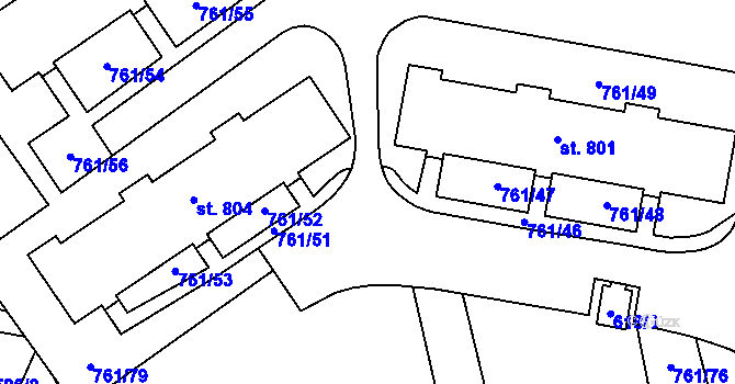 Parcela st. 761/50 v KÚ Chrastava I, Katastrální mapa