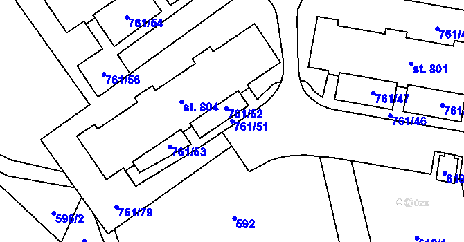 Parcela st. 761/51 v KÚ Chrastava I, Katastrální mapa