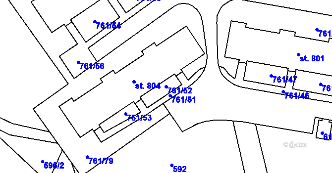 Parcela st. 761/52 v KÚ Chrastava I, Katastrální mapa