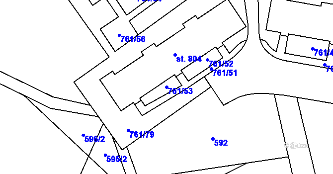 Parcela st. 761/53 v KÚ Chrastava I, Katastrální mapa