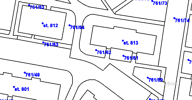 Parcela st. 761/62 v KÚ Chrastava I, Katastrální mapa