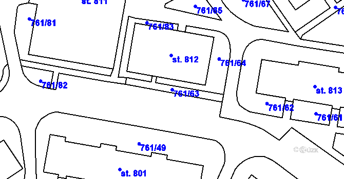 Parcela st. 761/63 v KÚ Chrastava I, Katastrální mapa