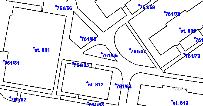 Parcela st. 761/65 v KÚ Chrastava I, Katastrální mapa