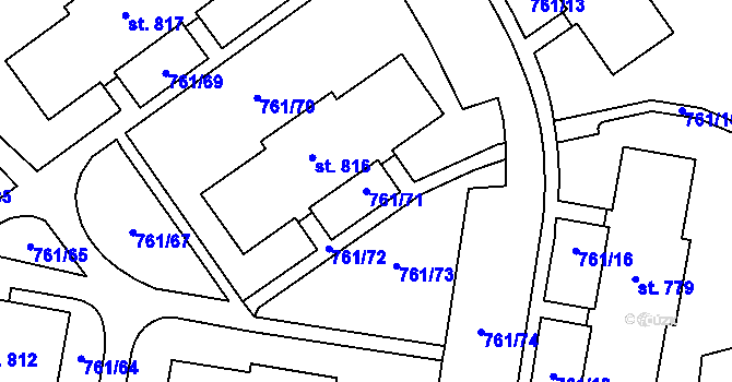Parcela st. 761/71 v KÚ Chrastava I, Katastrální mapa