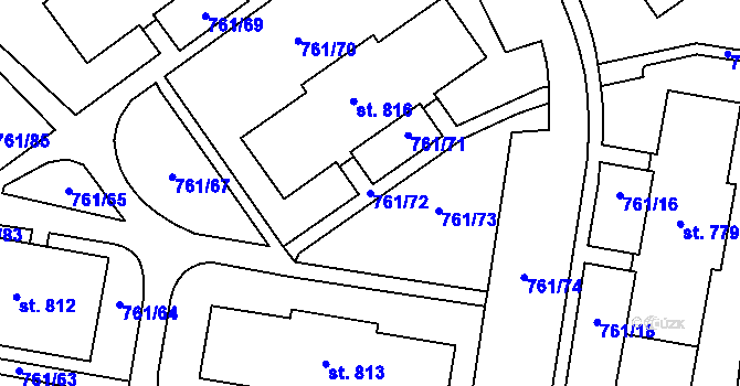 Parcela st. 761/72 v KÚ Chrastava I, Katastrální mapa