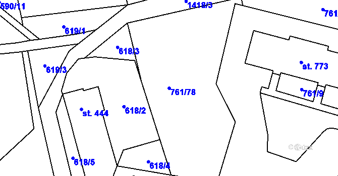 Parcela st. 761/78 v KÚ Chrastava I, Katastrální mapa