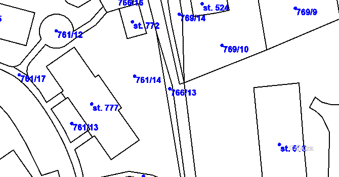Parcela st. 766/13 v KÚ Chrastava I, Katastrální mapa