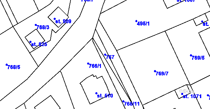 Parcela st. 767 v KÚ Chrastava I, Katastrální mapa