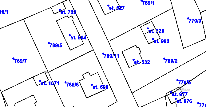 Parcela st. 769/11 v KÚ Chrastava I, Katastrální mapa