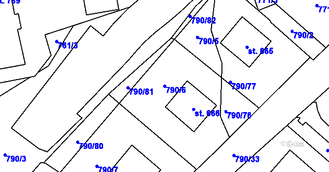 Parcela st. 790/6 v KÚ Chrastava I, Katastrální mapa