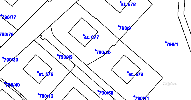 Parcela st. 790/10 v KÚ Chrastava I, Katastrální mapa