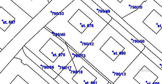 Parcela st. 790/12 v KÚ Chrastava I, Katastrální mapa