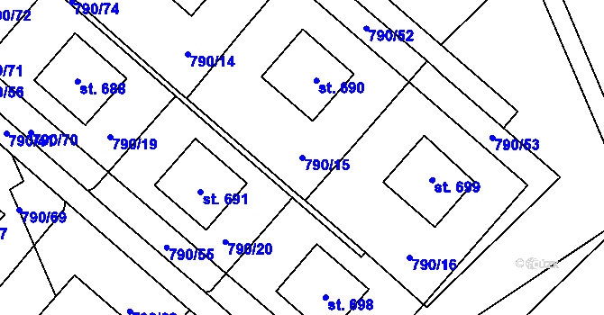 Parcela st. 790/15 v KÚ Chrastava I, Katastrální mapa