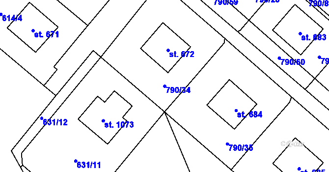 Parcela st. 790/34 v KÚ Chrastava I, Katastrální mapa