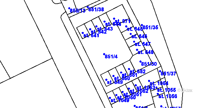 Parcela st. 851/4 v KÚ Chrastava I, Katastrální mapa