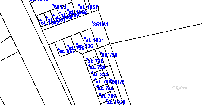 Parcela st. 851/34 v KÚ Chrastava I, Katastrální mapa