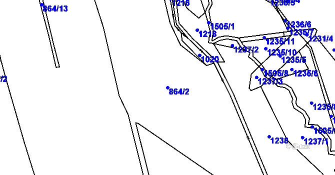 Parcela st. 864/2 v KÚ Chrastava I, Katastrální mapa