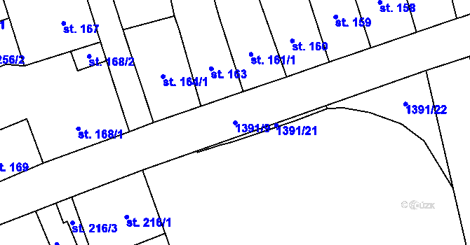 Parcela st. 1391/9 v KÚ Chrastava I, Katastrální mapa