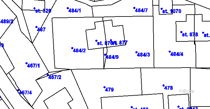 Parcela st. 484/9 v KÚ Chrastava I, Katastrální mapa