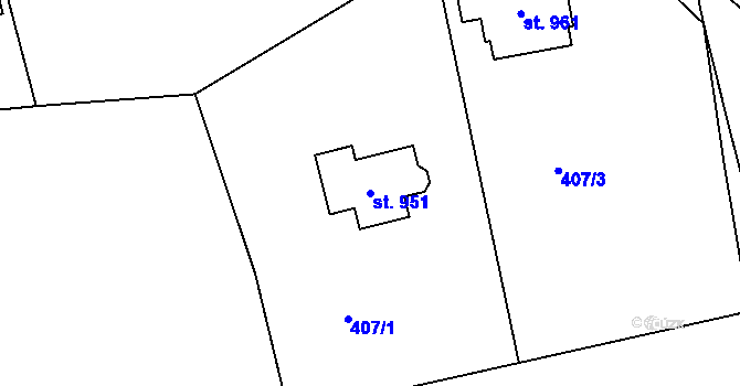 Parcela st. 951 v KÚ Chrastava I, Katastrální mapa
