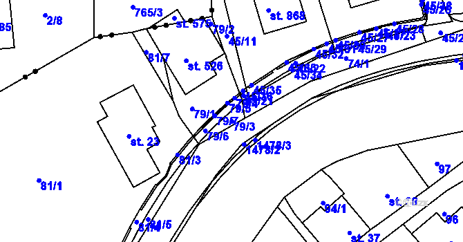 Parcela st. 79/3 v KÚ Chrastava I, Katastrální mapa