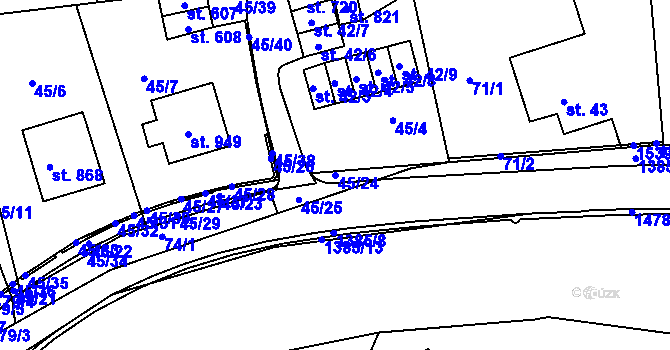 Parcela st. 45/24 v KÚ Chrastava I, Katastrální mapa