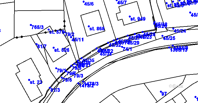 Parcela st. 45/34 v KÚ Chrastava I, Katastrální mapa