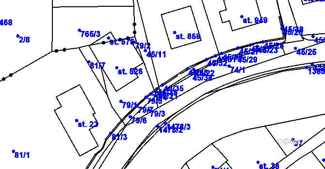 Parcela st. 45/35 v KÚ Chrastava I, Katastrální mapa