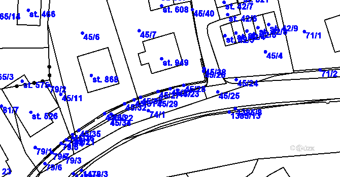 Parcela st. 45/37 v KÚ Chrastava I, Katastrální mapa