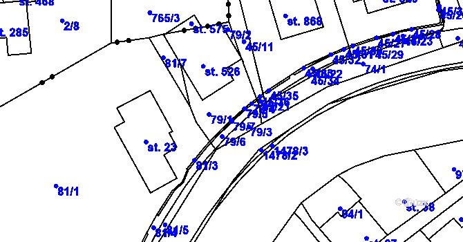 Parcela st. 79/7 v KÚ Chrastava I, Katastrální mapa