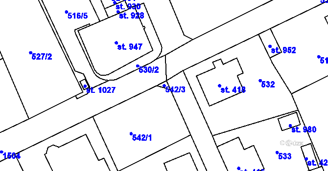 Parcela st. 542/3 v KÚ Chrastava I, Katastrální mapa