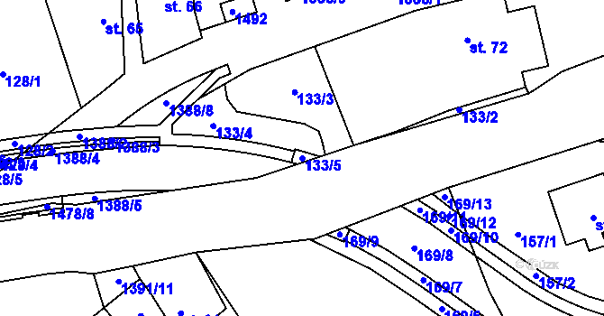 Parcela st. 133/5 v KÚ Chrastava I, Katastrální mapa