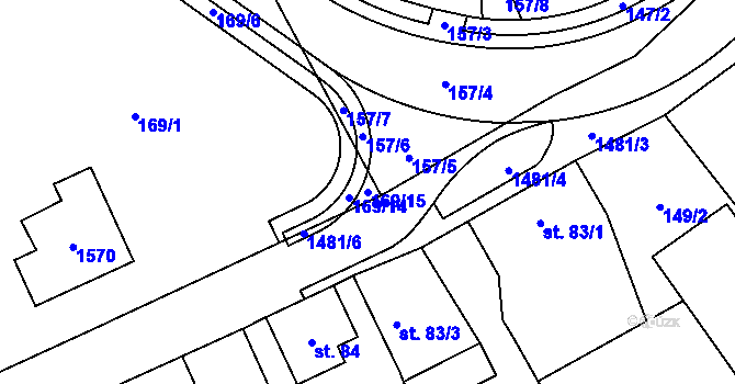 Parcela st. 169/15 v KÚ Chrastava I, Katastrální mapa