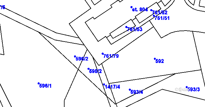 Parcela st. 761/79 v KÚ Chrastava I, Katastrální mapa