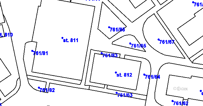 Parcela st. 761/83 v KÚ Chrastava I, Katastrální mapa
