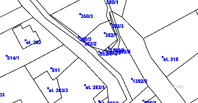 Parcela st. 352/4 v KÚ Chrastava I, Katastrální mapa