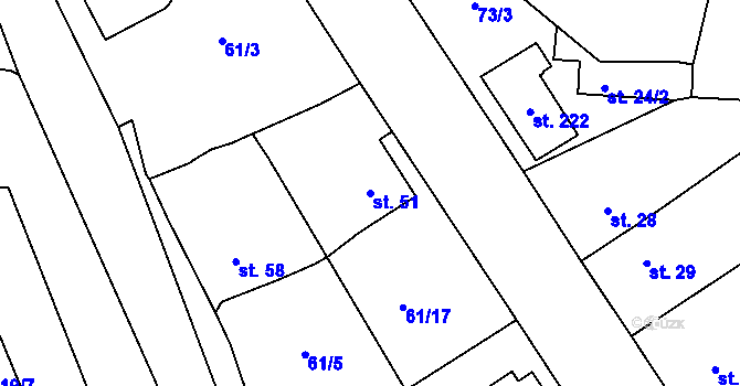 Parcela st. 51 v KÚ Chrastava II, Katastrální mapa